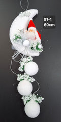 Decorațiune Crăciun Moș Crăciun pe lună albă - 60cm