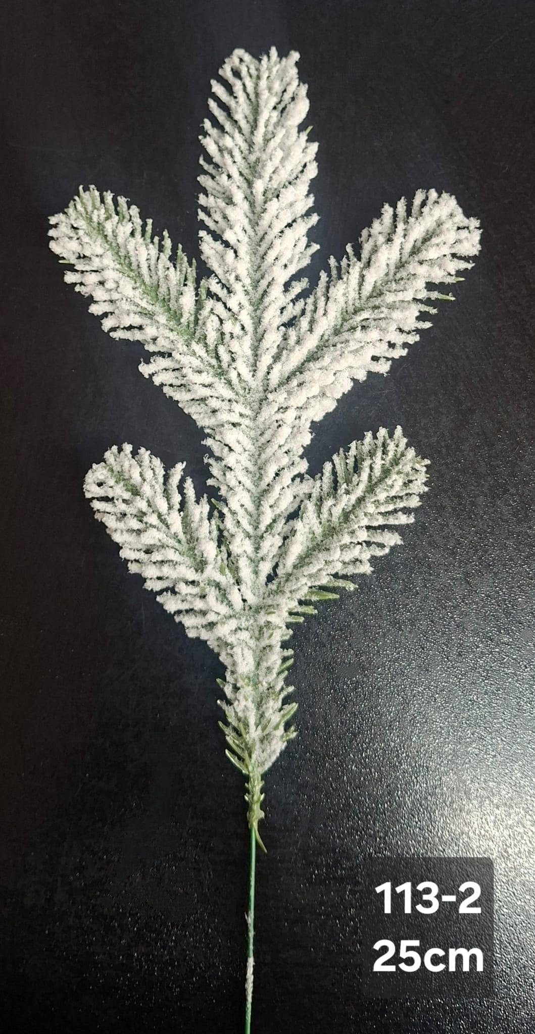 Crenguțe artificiale de brad verde nins – 25cm, 10/set