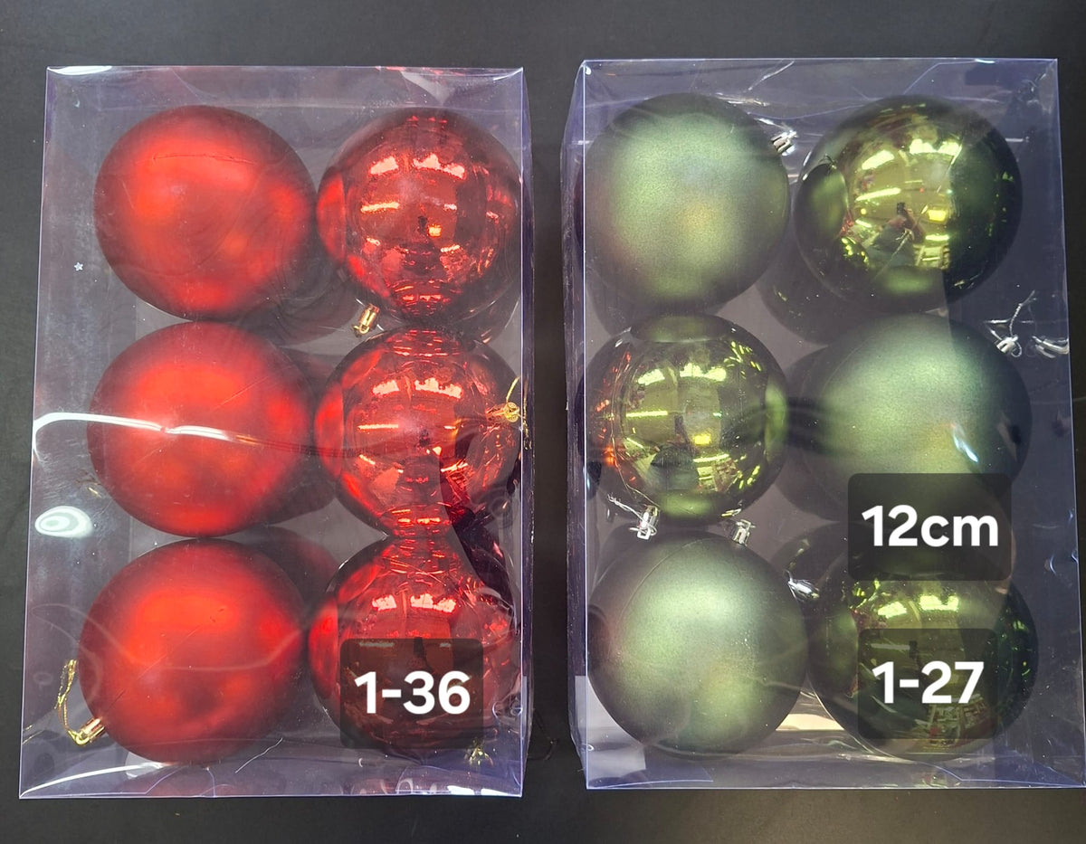 Globuri Crăciun 12cm, roșii sau verzi - set 6 bucati