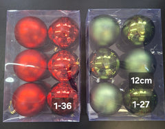 Globuri Crăciun 12cm, roșii sau verzi - set 6 bucati