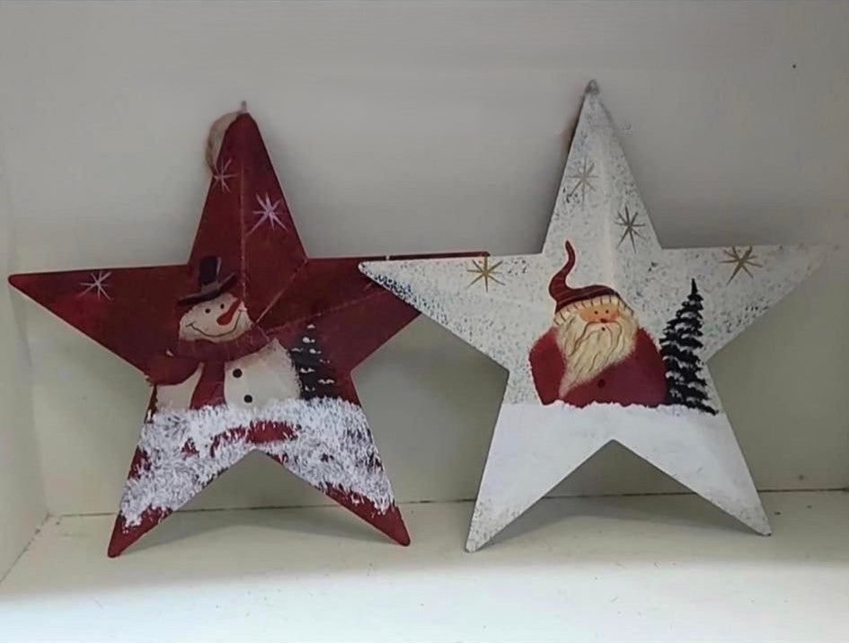 Stele metalice Crăciun – Moș și om de zăpadă 2/set 14cm