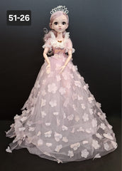 Păpușă Prințesă Articulată cu Rochie Roz Pudrat - 60cm