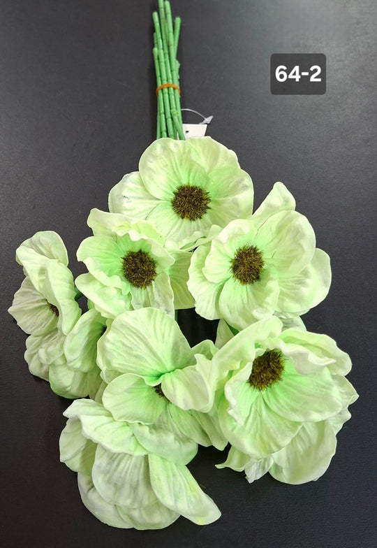 Anemone artificiale verzi 33cm – set 10 fire