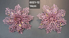 Crăciunițe decorative roz cu sclipici - 14cm, set 2 bucăți