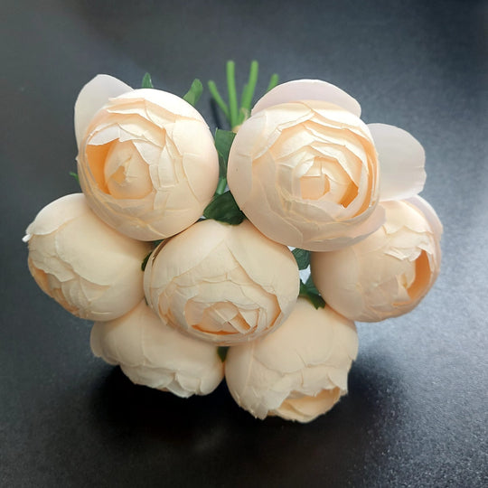 Buchet cu bujori crem artificiali – 7 flori 24cm
