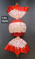 Figurine de brad bomboană sferică roșie cu decor dulce 15x45cm