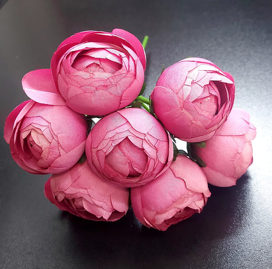 Buchet cu bujori artificiali roz fucsia – 7 flori 24cm