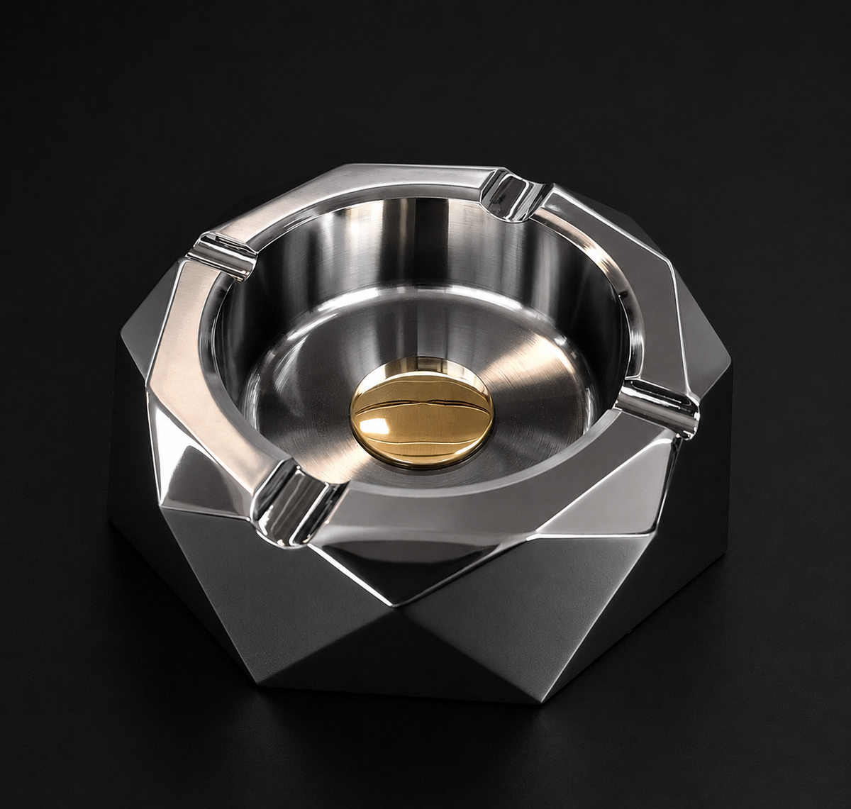 Scrumieră metalică gri cu design geometric - 11×4cm