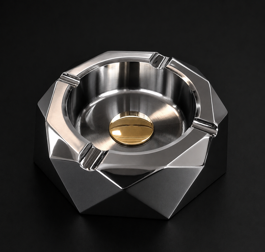Scrumieră metalică gri cu design geometric - 11×4cm