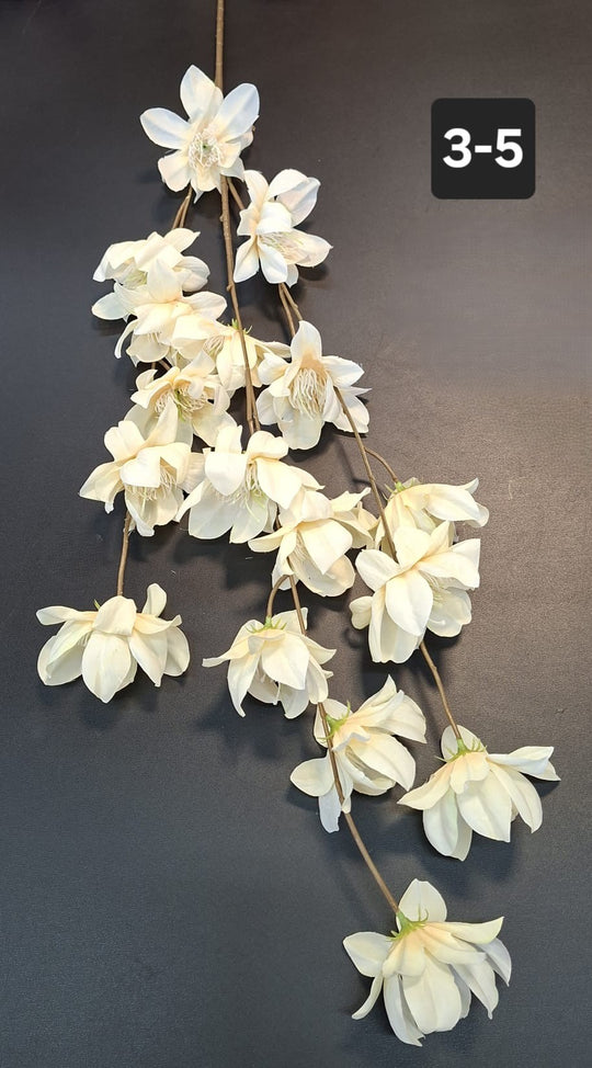 Ramură artificială cu flori crem ivory - 112cm