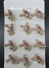 Broșe Iepuraș cu Strasuri și Detaliu Roz - 12/set