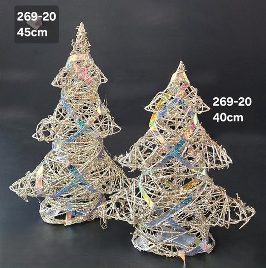 Brad decorativ auriu cu sclipici – 40cm/45cm Crăciun