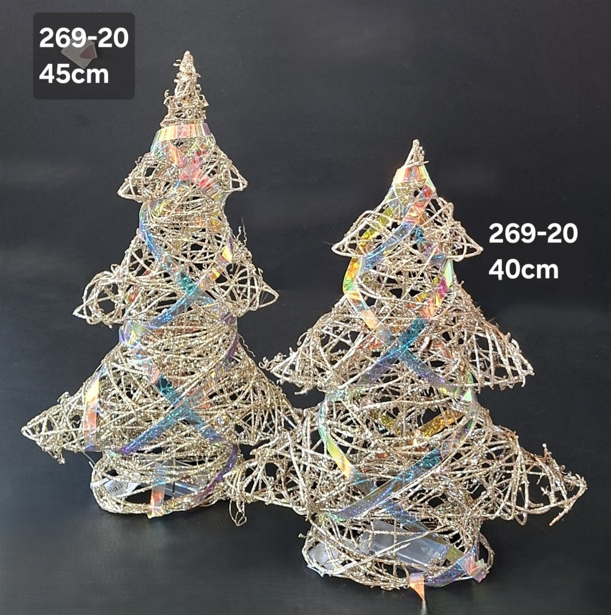 Brad decorativ auriu cu sclipici – 40cm/45cm Crăciun