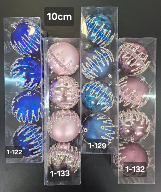 Set 4 Globuri Crăciun Decorative 4 culori cu Sclipici - 10cm