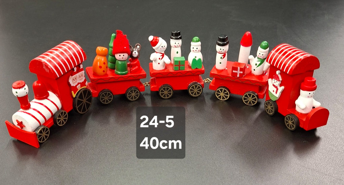 Trenuleț decorativ mare de Crăciun din lemn - 40cm