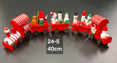 Trenuleț decorativ mare de Crăciun din lemn - 40cm