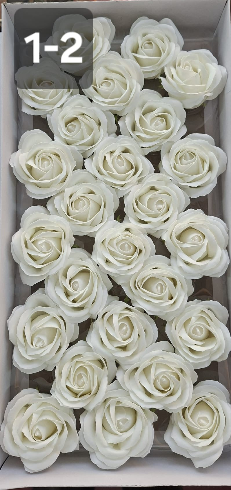 Trandafiri din pastă de săpun alb pur – set 25 bucăți, 8cm