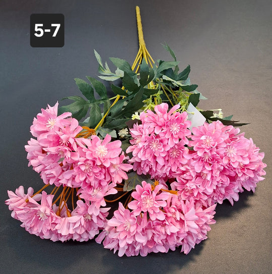 Buchet flori artificiale crizanteme roz intens - 48cm