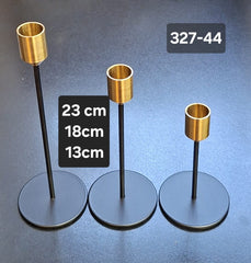 Set 3 sfeșnice moderne negru-auriu – 23cm, 18cm, 13cm