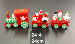 Trenuleț decorativ de Crăciun roșu-verde din lemn - 24cm