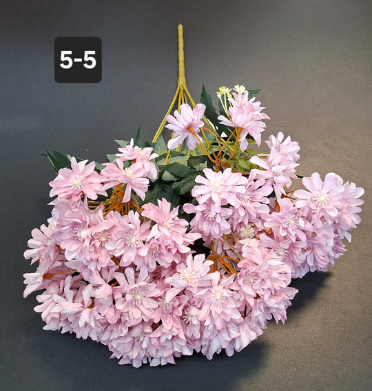 Buchet flori artificiale crizanteme roz pal - 48cm