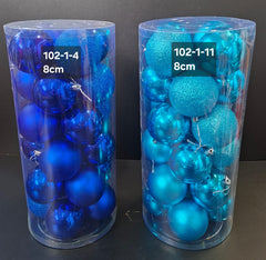 Set globuri Crăciun albastre, finisaj mat, lucios și glitter – 24 buc 8cm