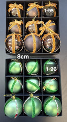 Globuri Crăciun – maro auriu / verde smarald  8cm 9/set