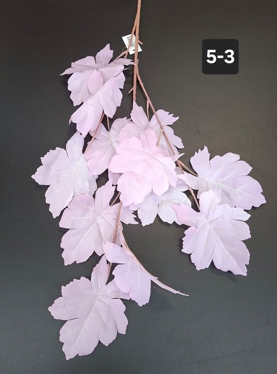 Ramură artificială frunze arțar roz pal - 98cm