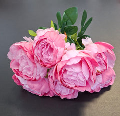 Buchet bujori artificiali roz – 7 flori, aspect natural 40cm