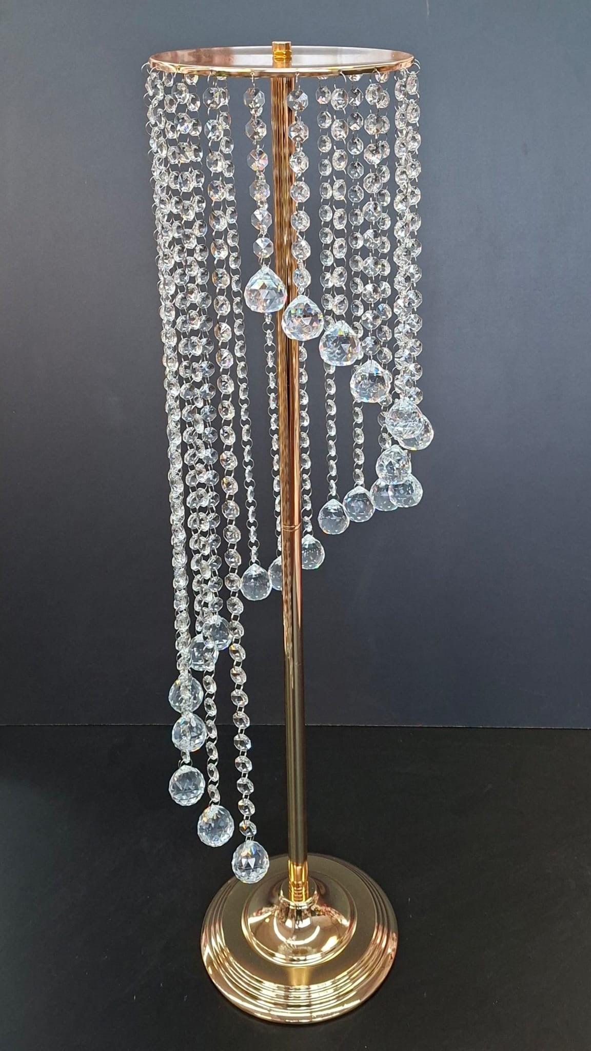 Suport decorativ auriu cu cristale tip picătură 86/20cm