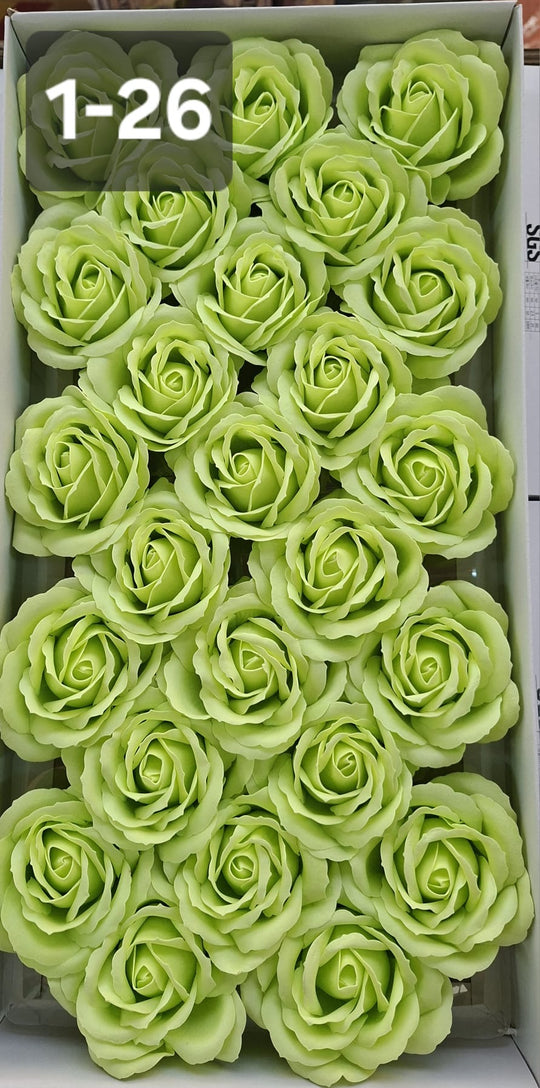 Trandafiri din pastă de săpun verde fistic – set 25 bucăți, 8cm