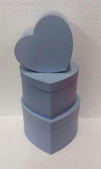 Cutii din carton în formă de inimă, bleu – set 3 bucăți