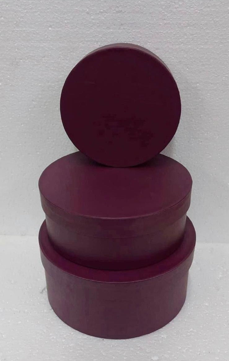 Set 3 cutii rotunde din carton – Mov închis