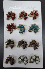 Broșe Trifoi cu 4 Foi și Inimioare Colorate - 12/set