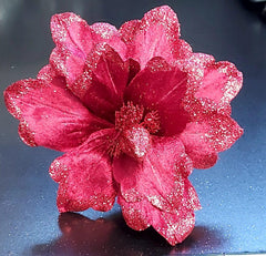 Flori Crăciun roșii cu sclipici – flori decorative festive 10/set