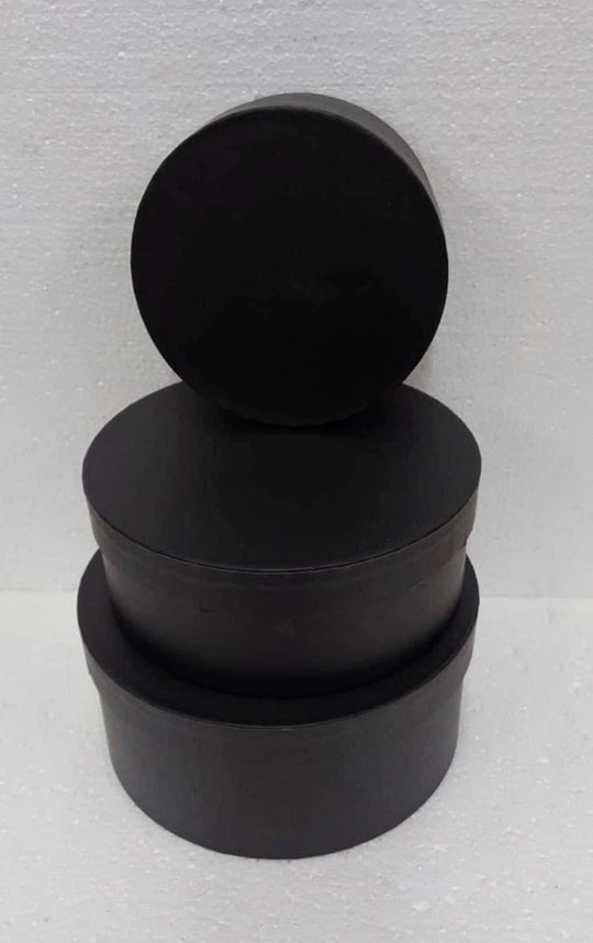 Set 3 cutii rotunde din carton – Negru