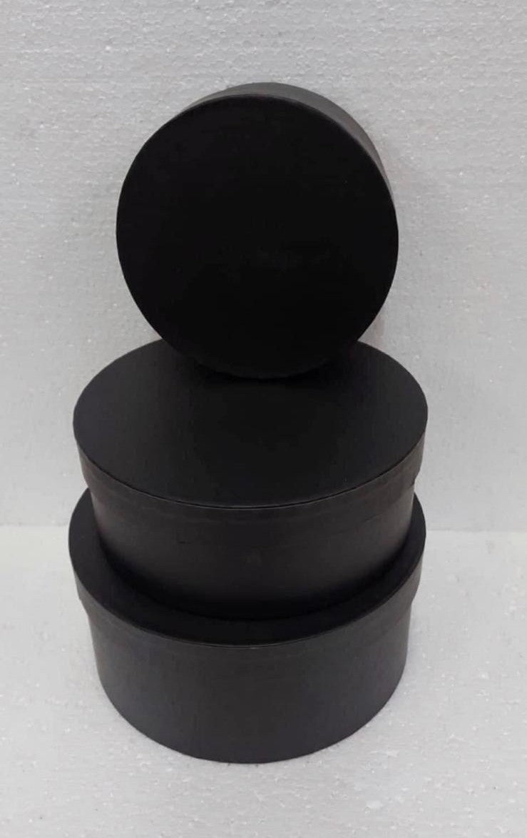 Set 3 cutii rotunde din carton – Negru