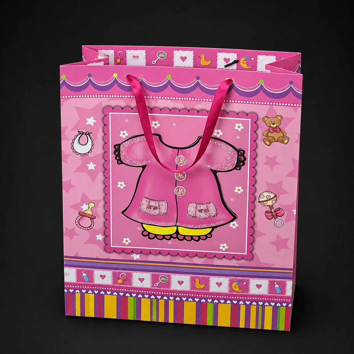 Set 12 pungi cadou din carton pentru fetițe - 42x32cm