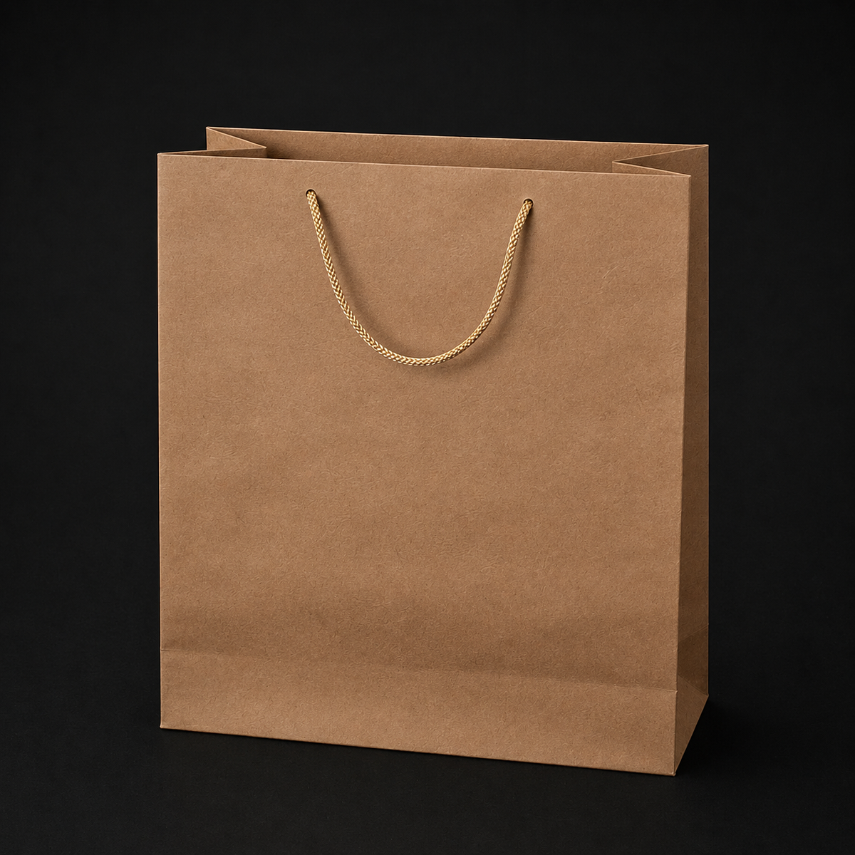 Set 12 pungi cadou kraft cu mânere aurii - 38x28cm