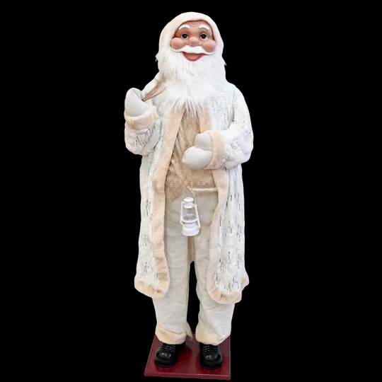 Moș Crăciun Dansator, Alb-Crem, Decor Animat de Crăciun -  180cm