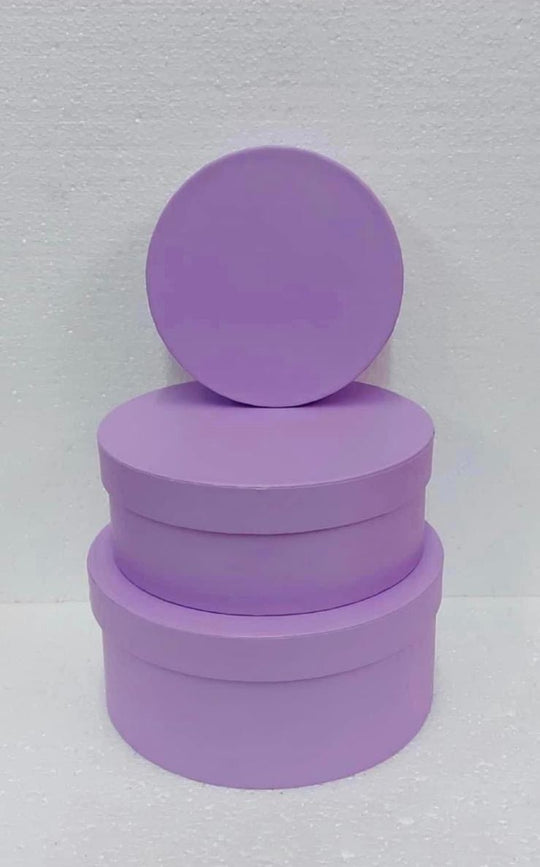 Set 3 cutii rotunde din carton – Mov deschis