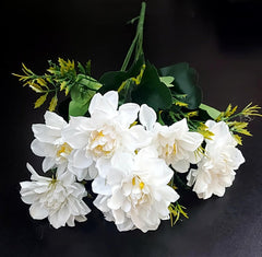Buchet de dalii artificiale albe  – flori mici 33 cm