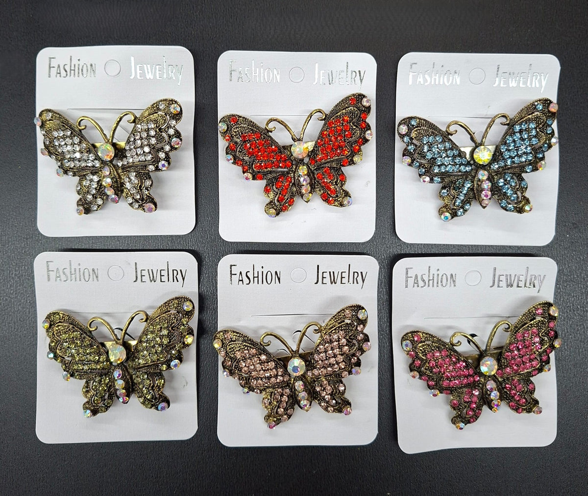 Broșe Fluture cu Strasuri –  Model Elegant Multicolor 12/set