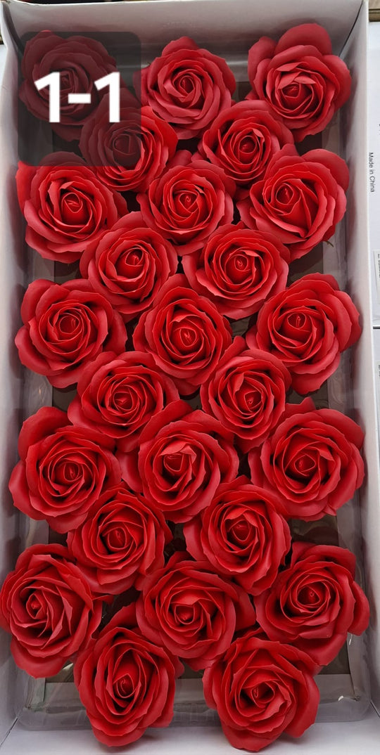 Trandafiri din pastă de săpun roșu clasic – set 25 bucăți, 8cm
