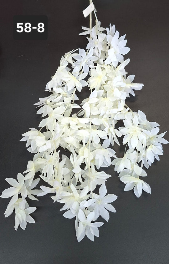 Ramură artificială decorativă tip iasomie - 108cm flori alb-galbui