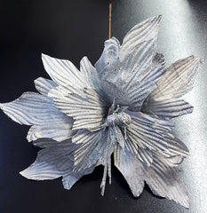 Flori Crăciun argintii cu sclipici 10/set