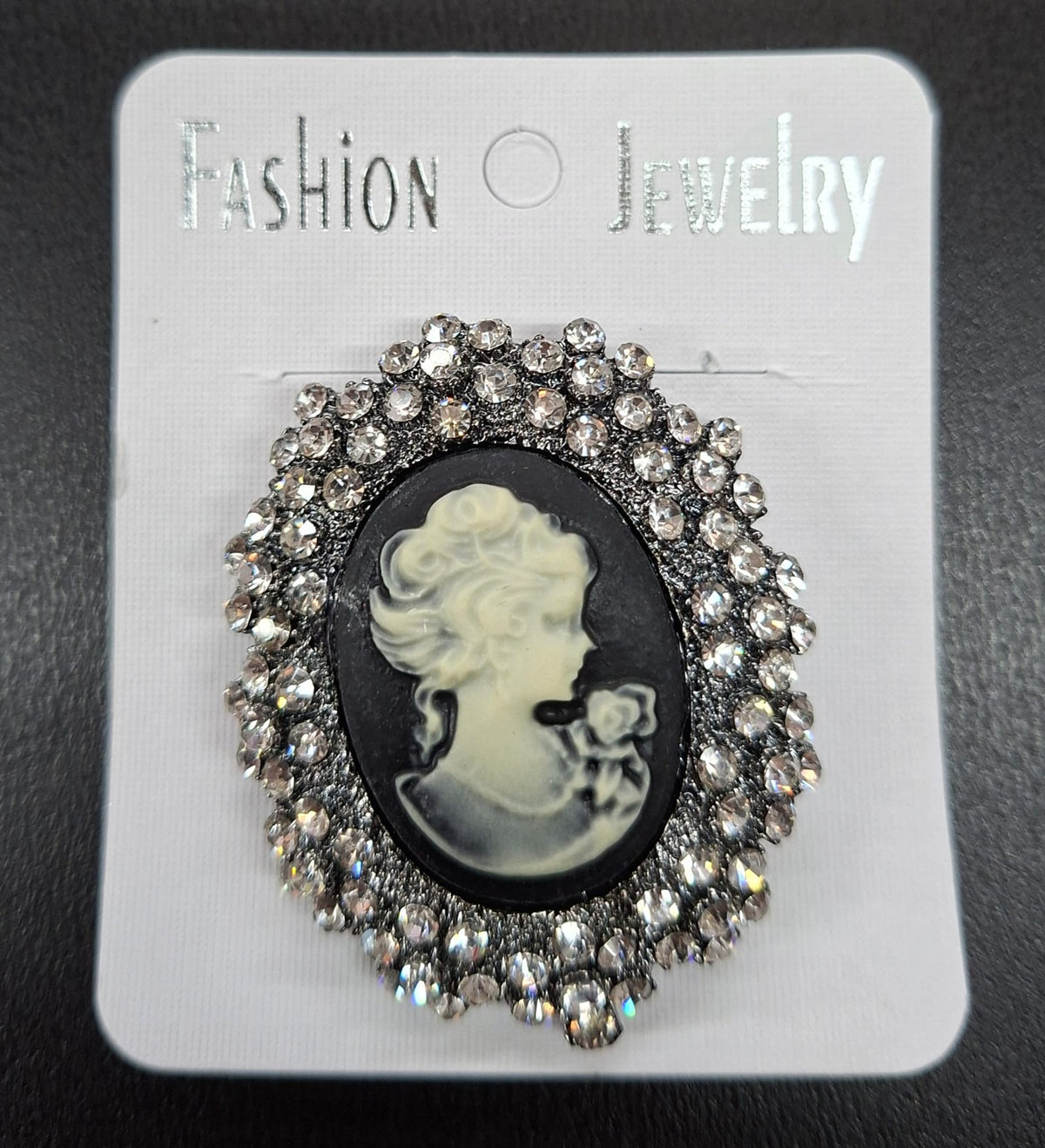 Broșe Cameo Negre cu Strasuri – Accesoriu Elegant Stil Vintage 12/set