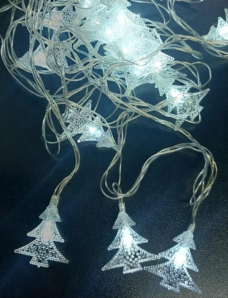 Instalație Luminoasă de Crăciun cu Brăduți, 20 LED-uri, 4 Metri – Multicolor / Galben Cald / Alb