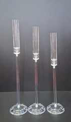 Set 3 Sfeșnice Acryl Transparente cu tub acrilic – 62/68/73cm