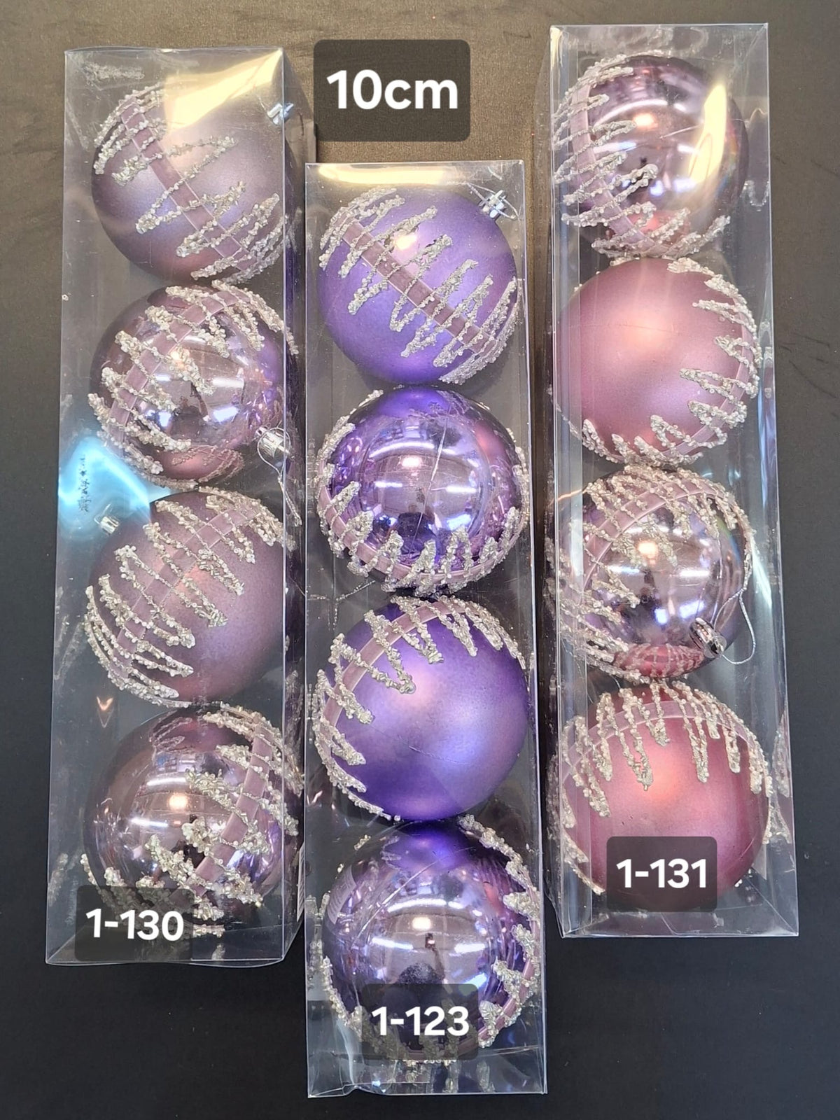 Set 4 Globuri Decorative 3 culori cu Sclipici - 10cm
